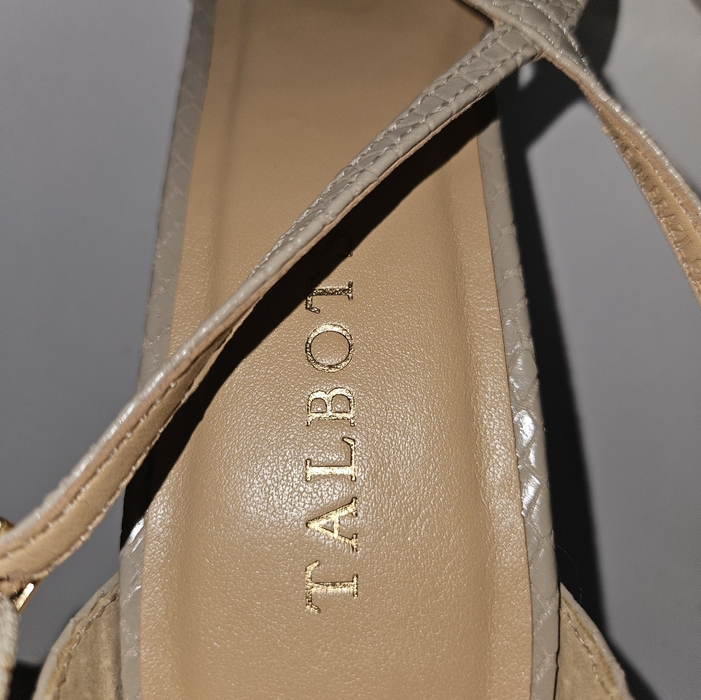 Talbots Nude Snake Skin Leather Ankle Strap Heels - Size 9.5 - Picture 8 of 8